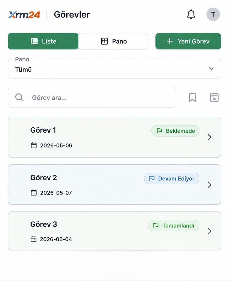 Görevler ekranı